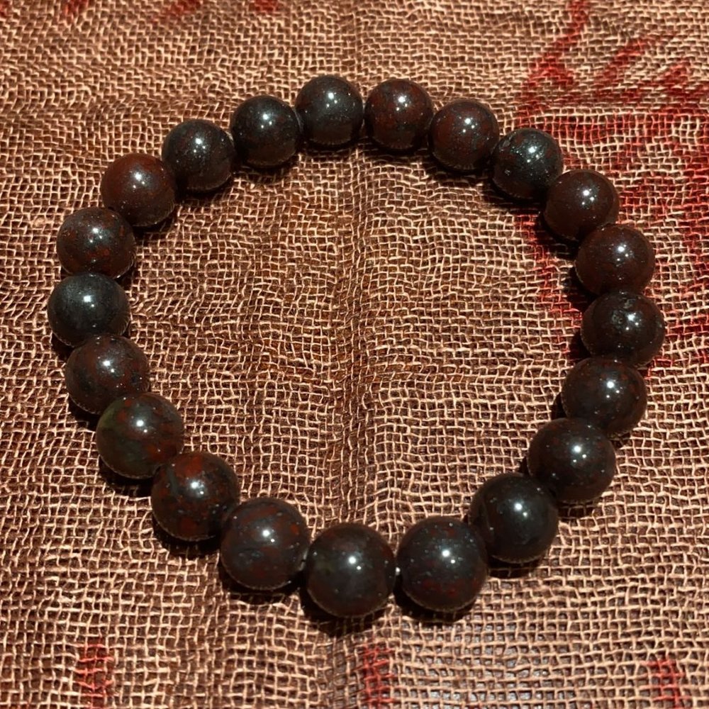 8MM Bloodstone Bead Bracelet